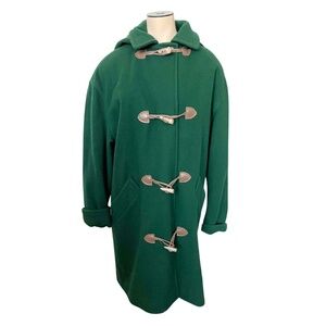 Vintage 1990s Talbots Hunter Green Wool Toggle Duffle Coat // Size Small